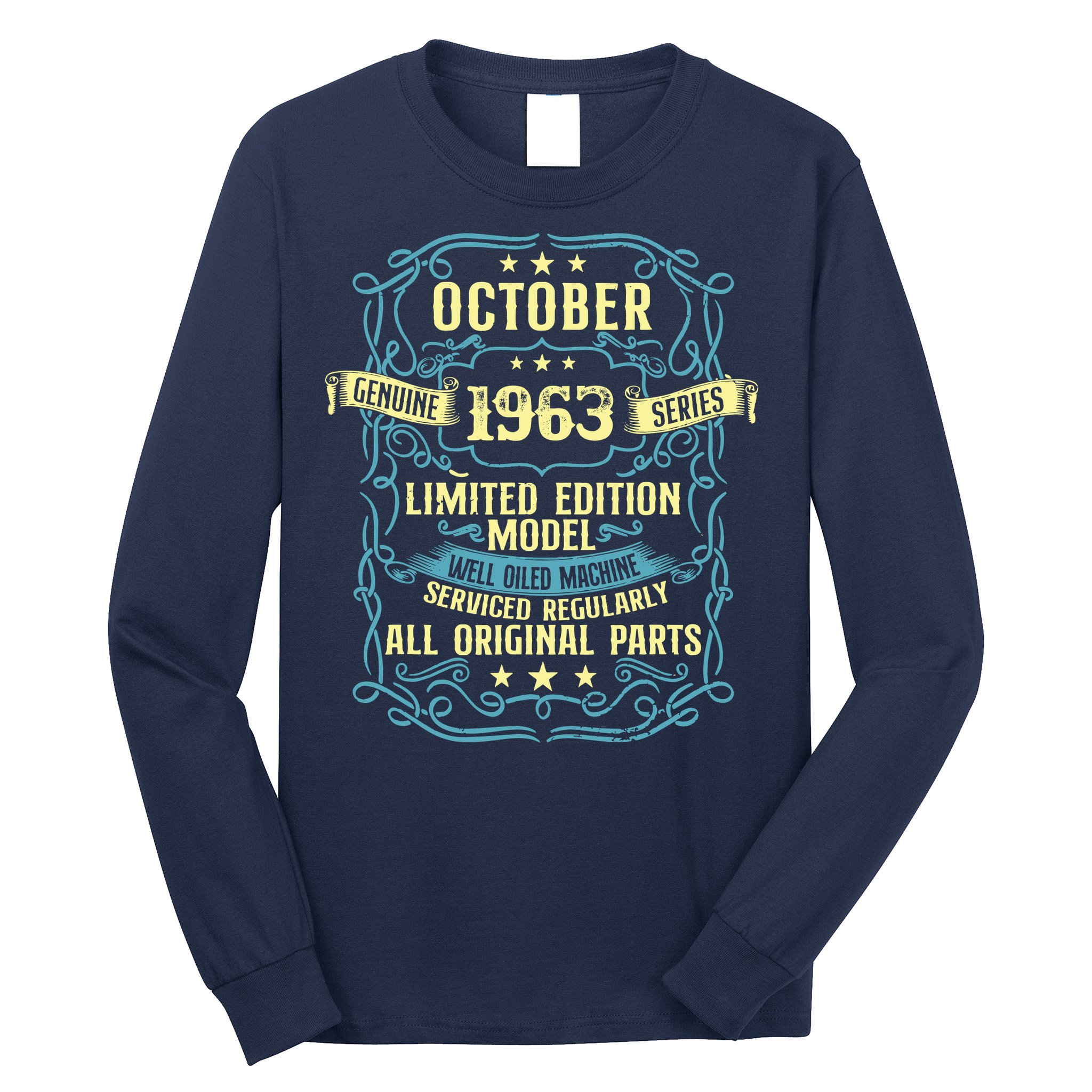 Vintage Born In October 1963 Birthday Long Sleeve Shirt