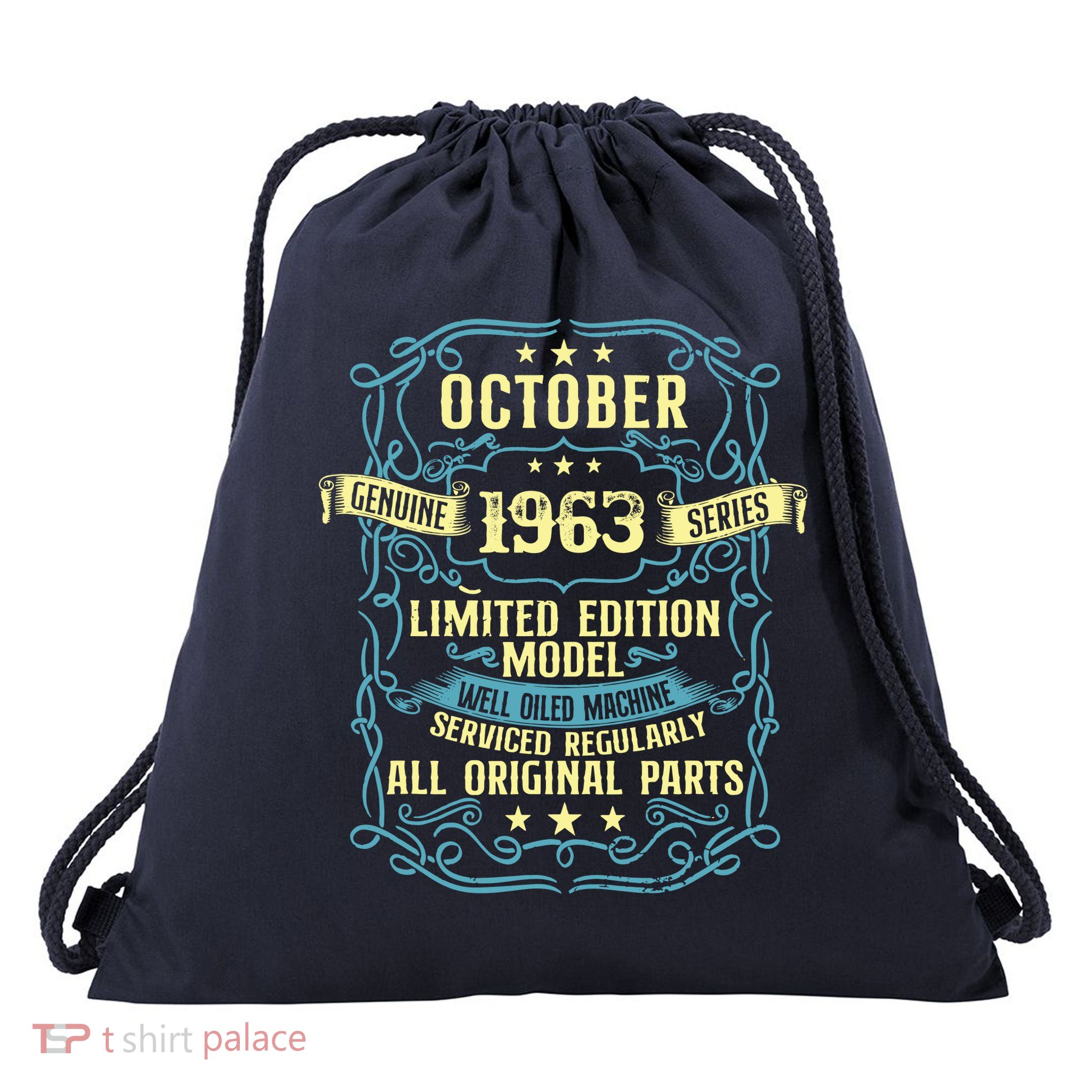 Vintage Born In October 1963 Birthday Drawstring Bag