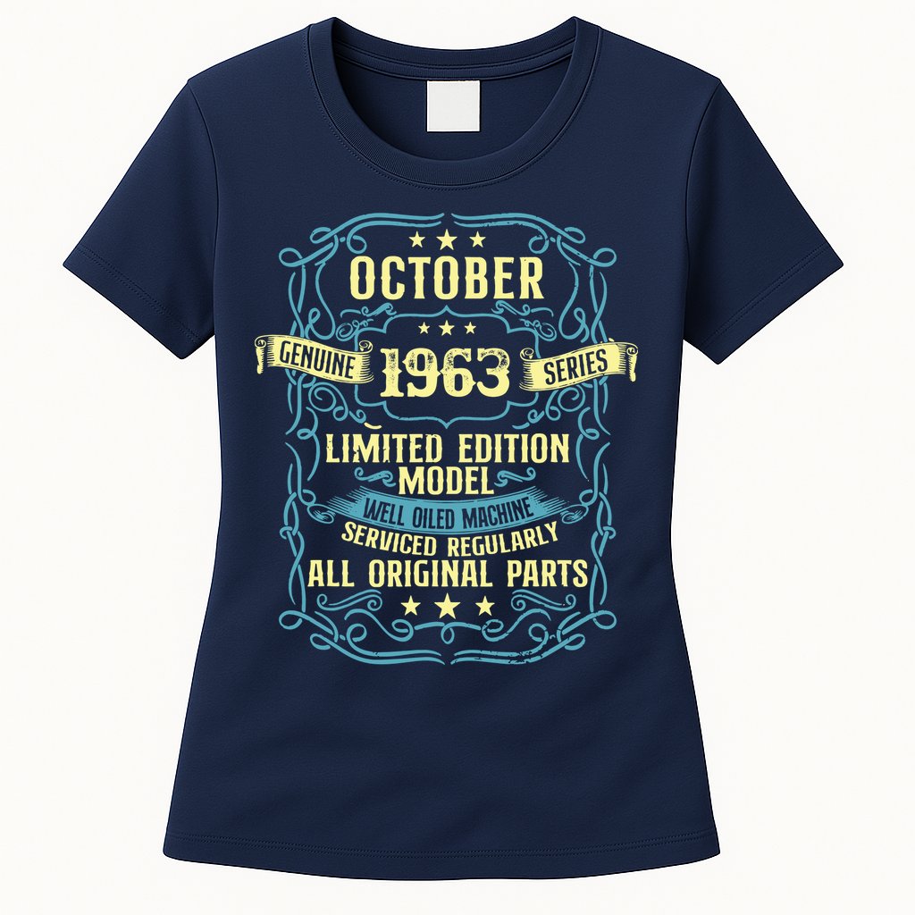 Vintage Born In October 1963 Birthday Womens T-Shirt