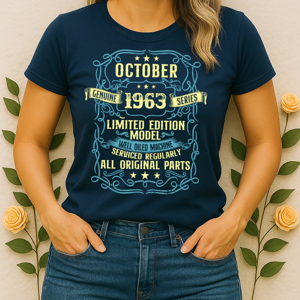 Vintage Born In October 1963 Birthday Womens T-Shirt