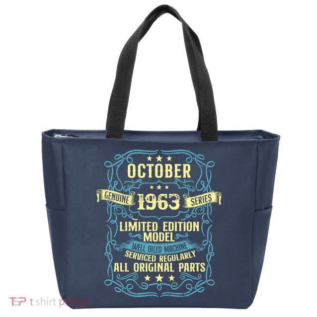 Vintage Born In October 1963 Birthday Zip Tote Bag