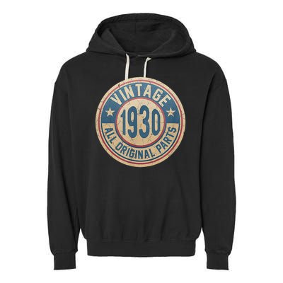 Vintage Born In 1930 Original Parts Classic 95th Birthday Garment-Dyed Fleece Hoodie