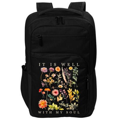Vintage Boho It Is Well With My Soul Floral Wild Flowers Impact Tech Backpack