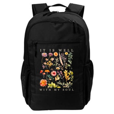 Vintage Boho It Is Well With My Soul Floral Wild Flowers Backpack