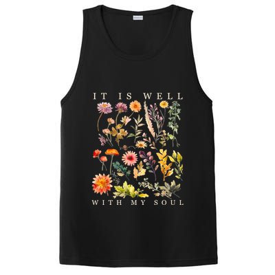 Vintage Boho It Is Well With My Soul Floral Wild Flowers PosiCharge Competitor Tank
