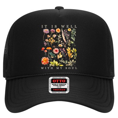 Vintage Boho It Is Well With My Soul Floral Wild Flowers Trucker Hat