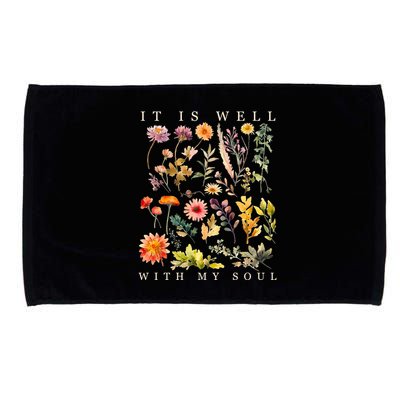 Vintage Boho It Is Well With My Soul Floral Wild Flowers Microfiber Hand Towel