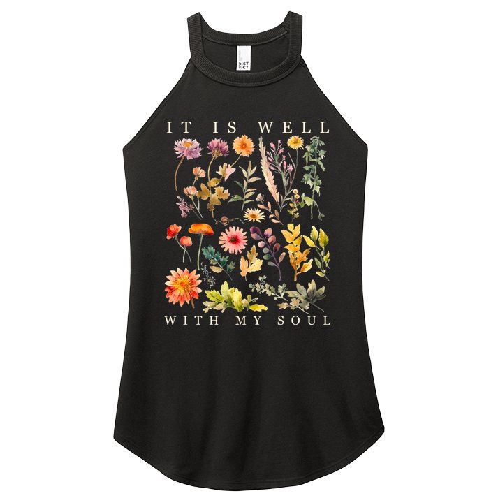 Vintage Boho It Is Well With My Soul Floral Wild Flowers Women's Perfect Tri Rocker Tank