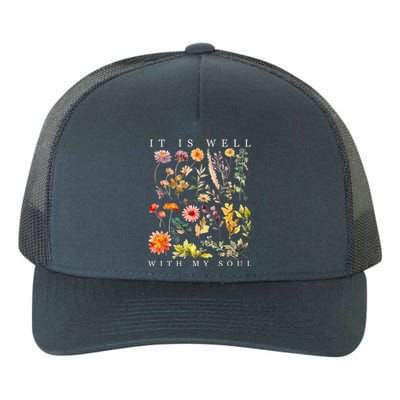 Vintage Boho It Is Well With My Soul Floral Wild Flowers Yupoong Adult 5-Panel Trucker Hat