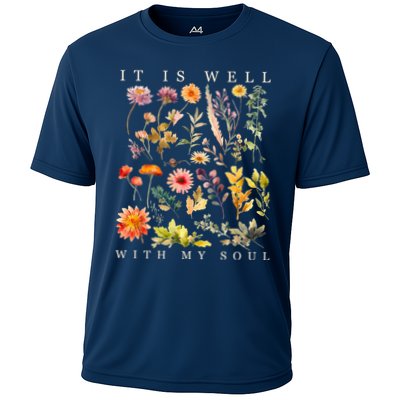 Vintage Boho It Is Well With My Soul Floral Wild Flowers Performance Shirt