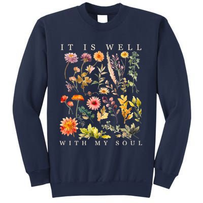 Vintage Boho It Is Well With My Soul Floral Wild Flowers Sweatshirt