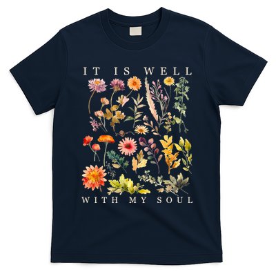 Vintage Boho It Is Well With My Soul Floral Wild Flowers T-Shirt