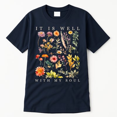 Vintage Boho It Is Well With My Soul Floral Wild Flowers Tall T-Shirt