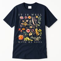 Vintage Boho It Is Well With My Soul Floral Wild Flowers Tall T-Shirt