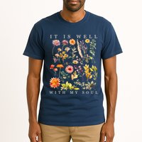 Vintage Boho It Is Well With My Soul Floral Wild Flowers Tall T-Shirt