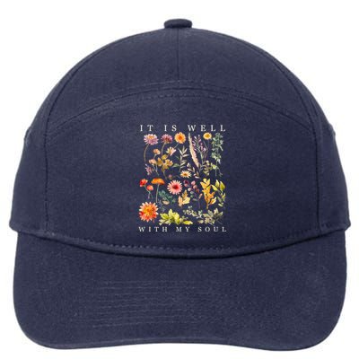 Vintage Boho It Is Well With My Soul Floral Wild Flowers 7-Panel Snapback Hat