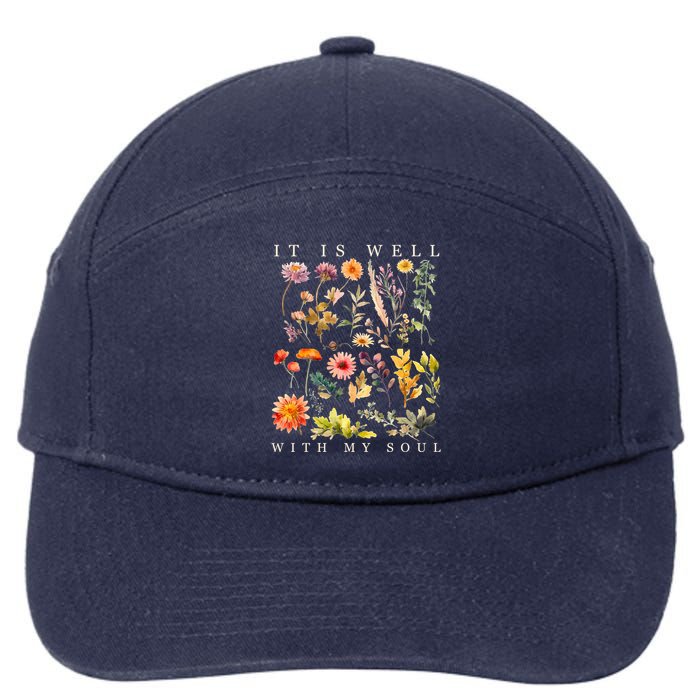 Vintage Boho It Is Well With My Soul Floral Wild Flowers 7-Panel Snapback Hat