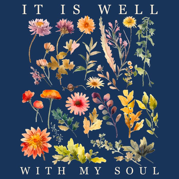 Vintage Boho It Is Well With My Soul Floral Wild Flowers Flatbill Hat