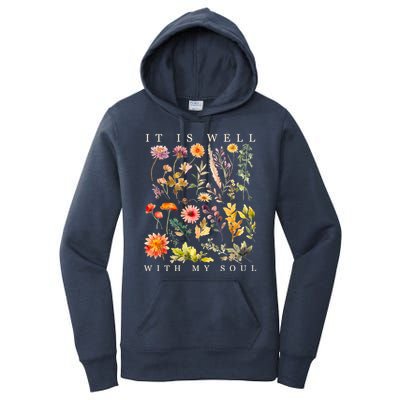 Vintage Boho It Is Well With My Soul Floral Wild Flowers Women's Pullover Hoodie