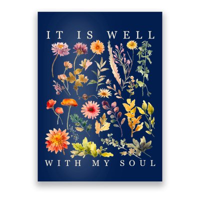 Vintage Boho It Is Well With My Soul Floral Wild Flowers Poster