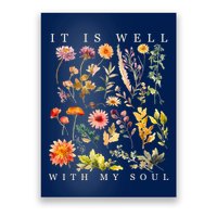 Vintage Boho It Is Well With My Soul Floral Wild Flowers Poster