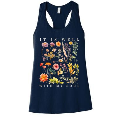 Vintage Boho It Is Well With My Soul Floral Wild Flowers Womens Tank Top