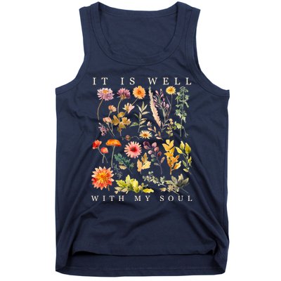 Vintage Boho It Is Well With My Soul Floral Wild Flowers Tank Top