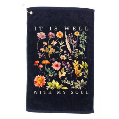 Vintage Boho It Is Well With My Soul Floral Wild Flowers Golf Towel