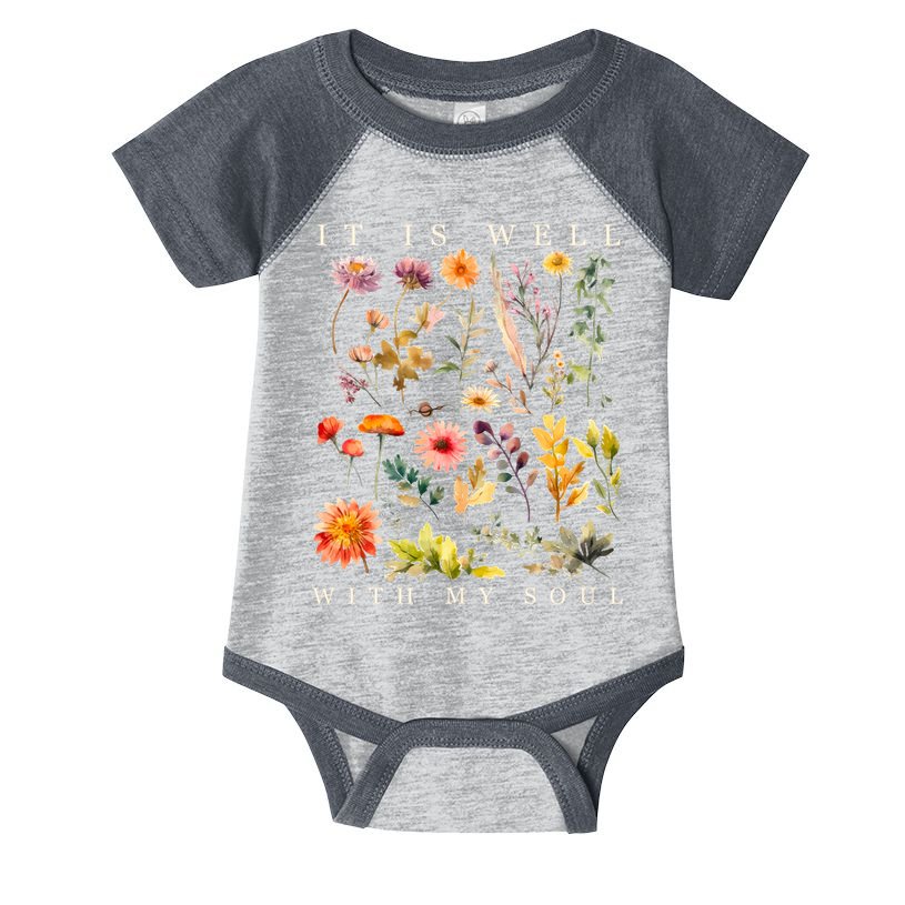 Vintage Boho It Is Well With My Soul Floral Wild Flowers Infant Baby Jersey Bodysuit