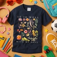Vintage Boho It Is Well With My Soul Floral Wild Flowers Kids T-Shirt