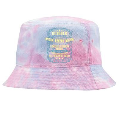 Vintage Born In October 1991 Birthday Tie-Dyed Bucket Hat