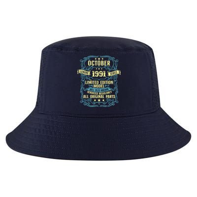 Vintage Born In October 1991 Birthday Cool Comfort Performance Bucket Hat