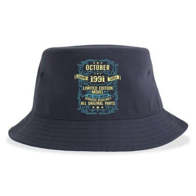 Vintage Born In October 1991 Birthday Sustainable Bucket Hat