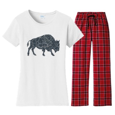 Vintage Buffalo I Distressed Bison Women's Flannel Pajama Set