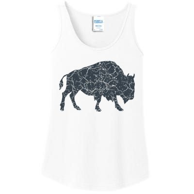 Vintage Buffalo I Distressed Bison Ladies Essential Tank