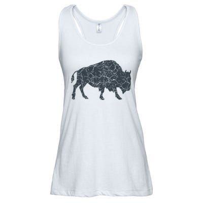 Vintage Buffalo I Distressed Bison Ladies Essential Flowy Tank