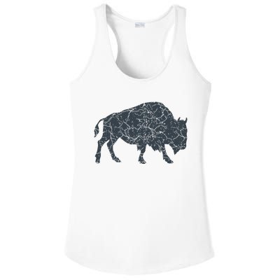 Vintage Buffalo I Distressed Bison Ladies PosiCharge Competitor Racerback Tank