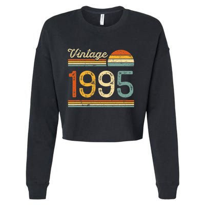 Vintage Born In 1995 Retro Birthday Cropped Pullover Crew