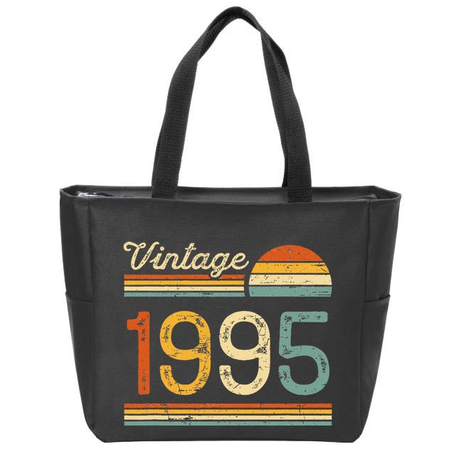 Vintage Born In 1995 Retro Birthday Zip Tote Bag