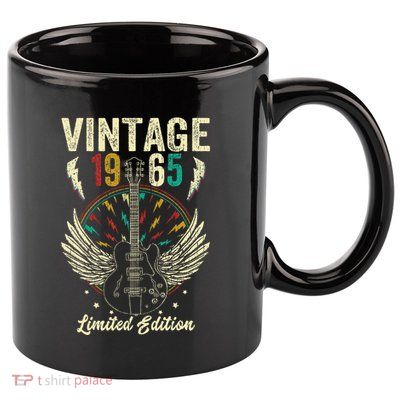 Vintage Born In 1965 60th Birthday Gifts 60 Years Old Guitar Gift 11oz C Handle Ceramic Mug