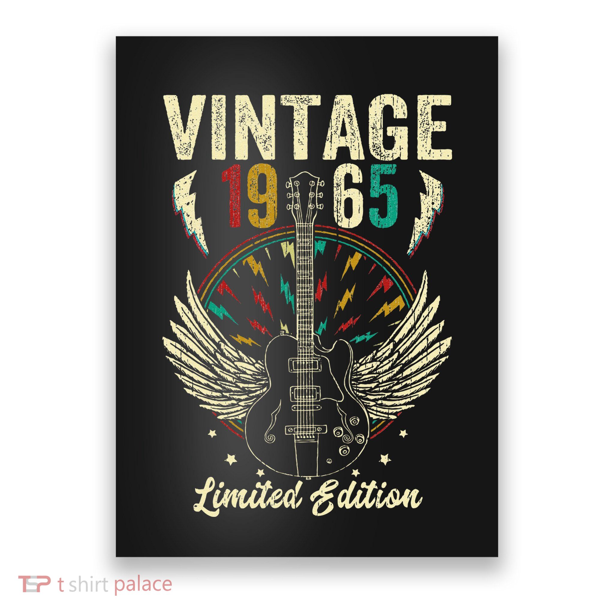 Vintage Born In 1965 60th Birthday Gifts 60 Years Old Guitar Gift Poster