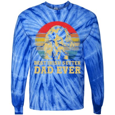 Vintage Best Irish Setter Dad Ever Dog Lovers Gift Tie-Dye Long Sleeve Shirt