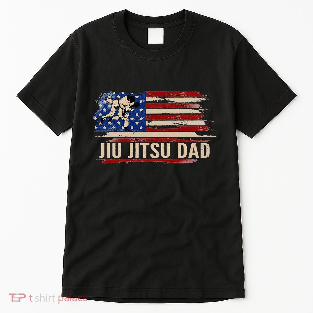 Vintage BJJ JiuJitsu Dad American USA Flag Sports Gift Tall T-Shirt