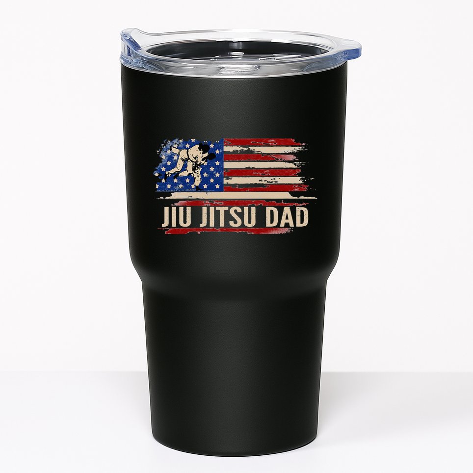 Vintage BJJ JiuJitsu Dad American USA Flag Sports Gift Tumbler