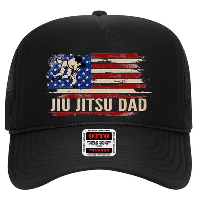 Vintage BJJ JiuJitsu Dad American USA Flag Sports Gift Trucker Hat