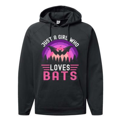 Vintage Bat Just A Girl Who Loves Bats Funny Bat Halloween Performance Fleece Hoodie