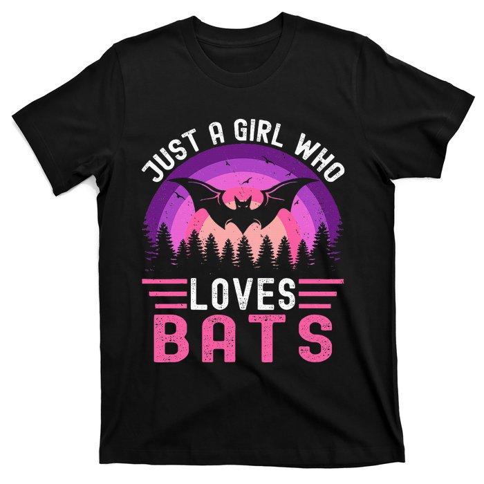 Vintage Bat Just A Girl Who Loves Bats Funny Bat Halloween T-Shirt