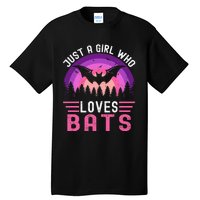 Vintage Bat Just A Girl Who Loves Bats Funny Bat Halloween Tall T-Shirt