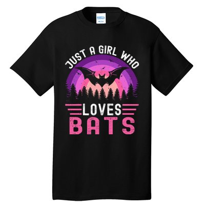 Vintage Bat Just A Girl Who Loves Bats Funny Bat Halloween Tall T-Shirt