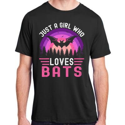 Vintage Bat Just A Girl Who Loves Bats Funny Bat Halloween Adult ChromaSoft Performance T-Shirt